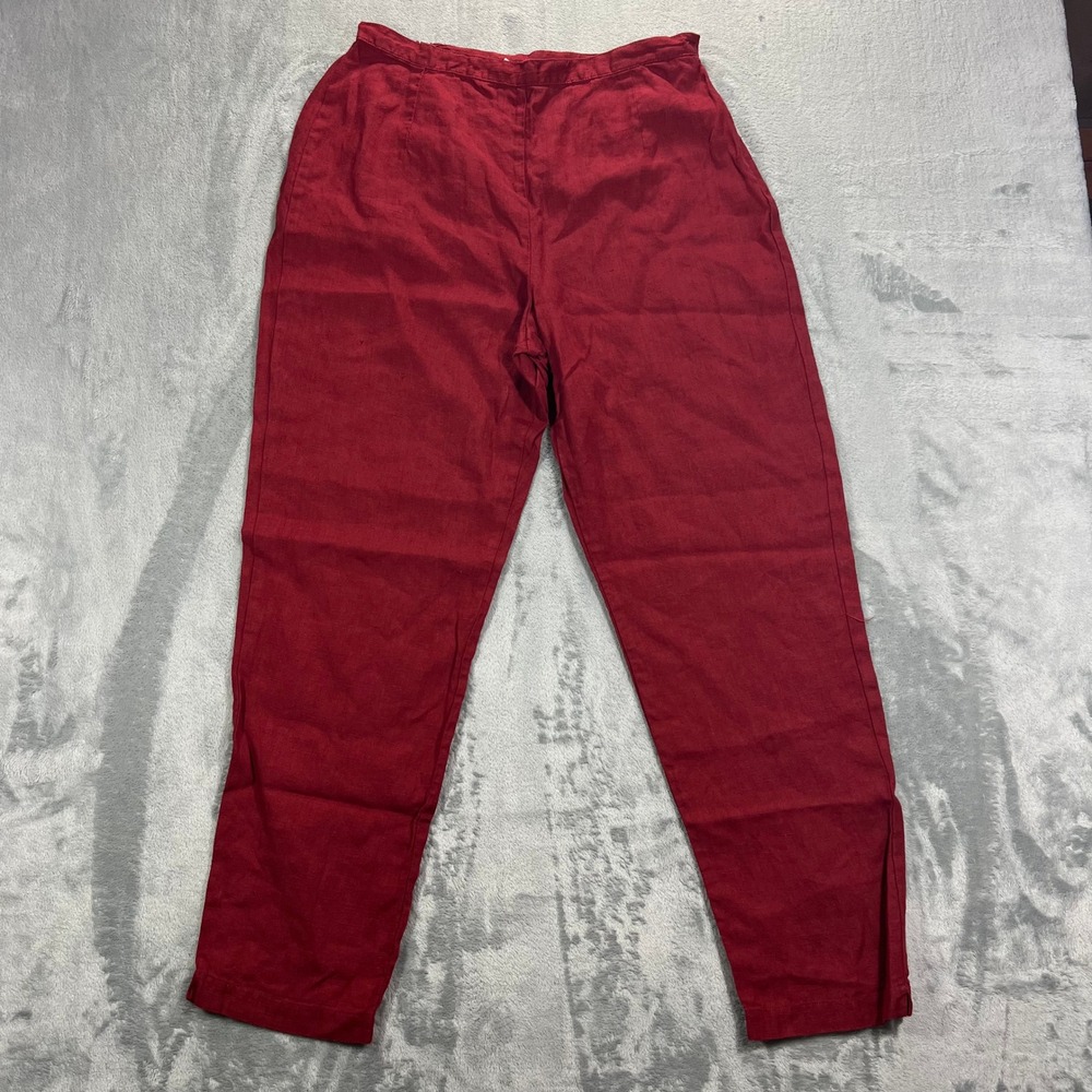 Chico's Design 100 Linen Pants Womens 2 Red‎ Vintage 90s Straight Leg High Retro
